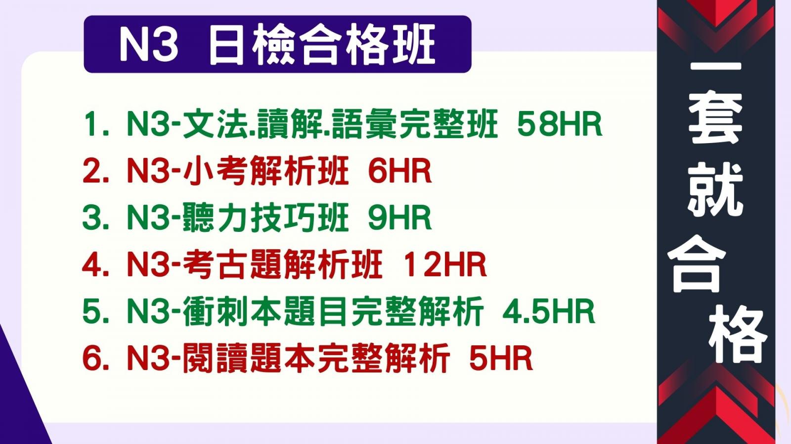 日檢N3合格班